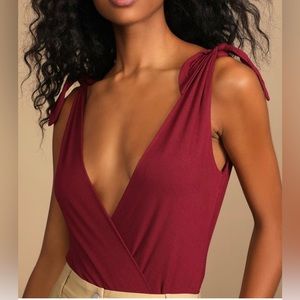Lulus Burgundy body suit. Small 🥀